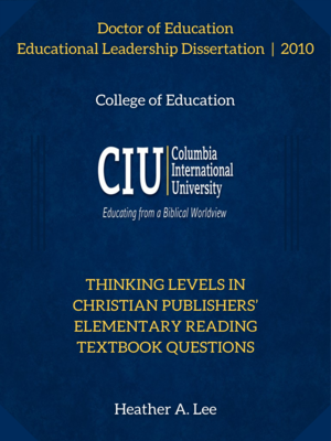 cover image of Thinking Levels in Christian Publishers’ Elementary Reading Textbook Questions